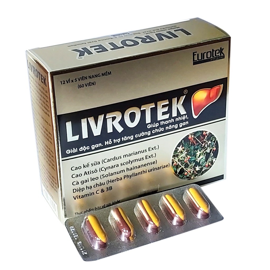 Livrotek – Hỗ trợ điều trị viêm gan, giải độc gan, hạ men gan và phục hồi chức năng gan (Hộp 60 viên)