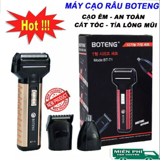 MÁY CẠO RÂU THÔNG MINH BOTENG 3 IN 1 CẮT TÓC, CẠO RÂU, TỈA LÔNG MŨI