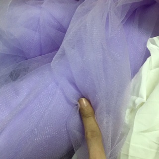 Vải voan lưới tutu mềm màu tím trắng khổ 1,5m