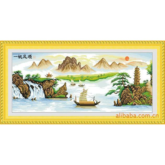 Tranh thêu chữ thập Thuận Buồm Xuôi Gió RY2916 (tranh tự thêu) KT:111x47cm