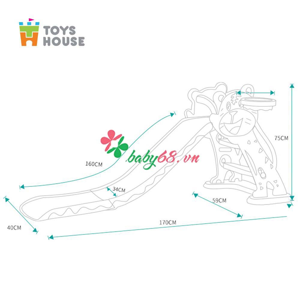 Cầu trượt kèm Khung bóng rổ cho bé Toys House hình hổ WM19024