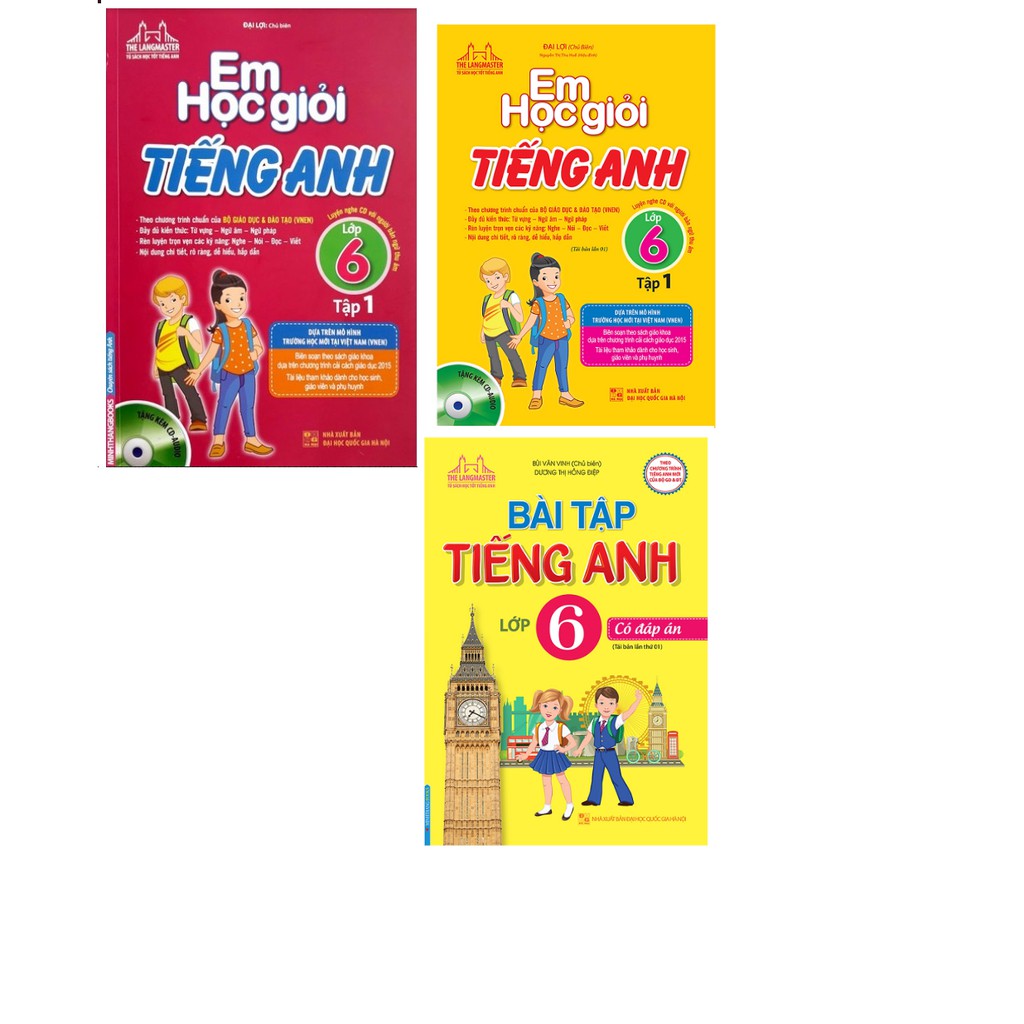 Sách - Combo Sách Em Học Giỏi Tiếng Anh lớp 6 (Tập 1 + Tập 2) + Bài Tập Tiếng Anh Lớp 6