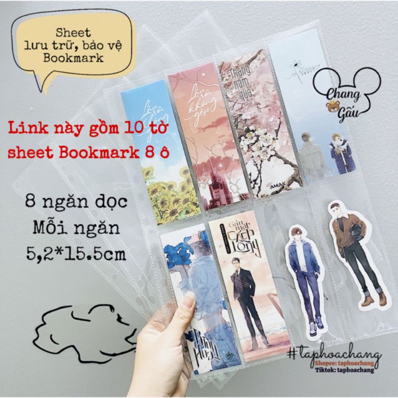 10 Sheet đựng Bookmark 8 ngăn - Binder sheet bookmark 8 ô dọc - Sheet A4