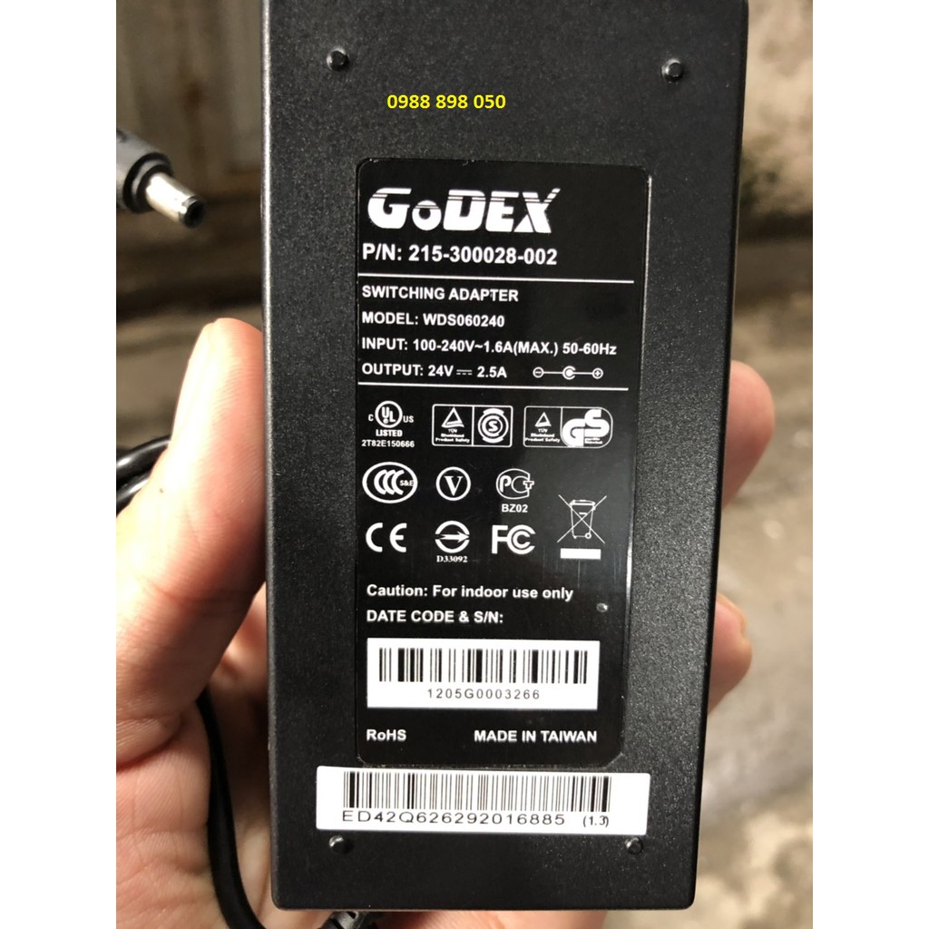 Adapter Máy in mã vạch Godex 24v 2.5a chính hãng