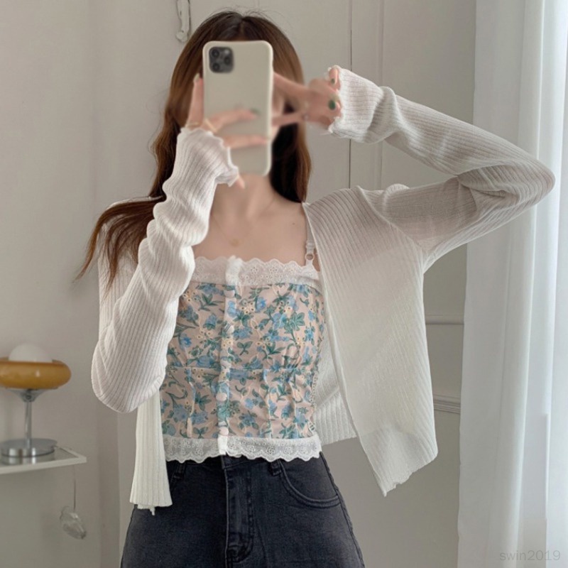 Áo Tank Top Hai Dây Phối Ren Thời Trang Quyến Rũ Cho Nữ