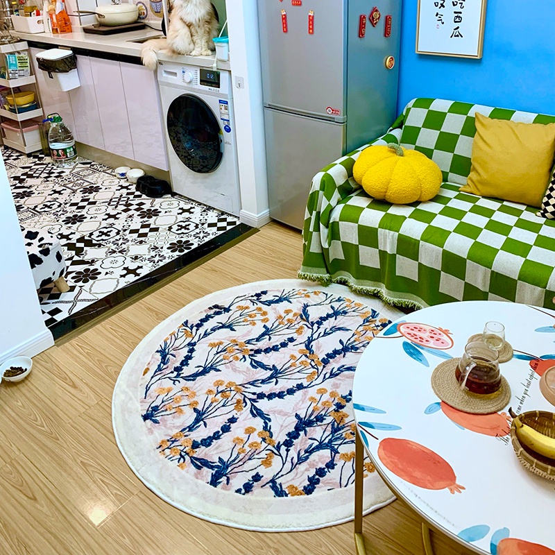 Thảm Lót Sàn Mềm Mại Chống Thấm Nước Họa Tiết Hoa Trang Trí Nhà Cửa