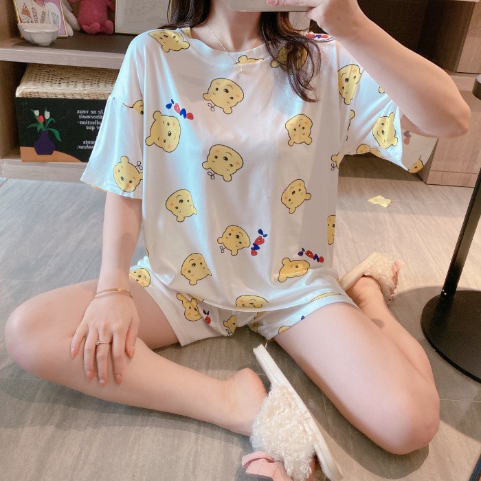 Bộ ngủ nữ cộc tay đồ mặc nhà họa tiết cute dễ thương mềm mát [BC10