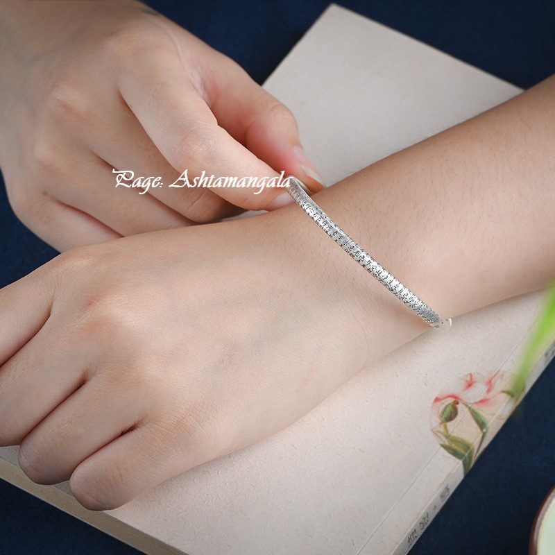 Vòng tay bạc cho nam nữ khắc bát nhã tâm kinh phật giáo bạc S999