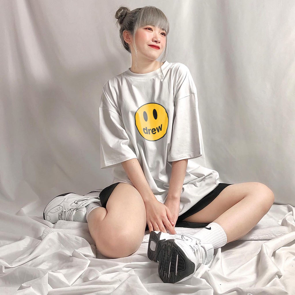 Áo thun tay lỡ Drew, áo phông nam nữ form rộng TranNgocStore29