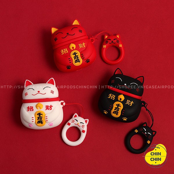 A24 Case Vỏ Bao Airpods cất Tai Nghe Airpod một hai Pro Mèo Thần Tài Dễ Thương Chất Liệu Silicon Dẻo - Chin Chin shop 3