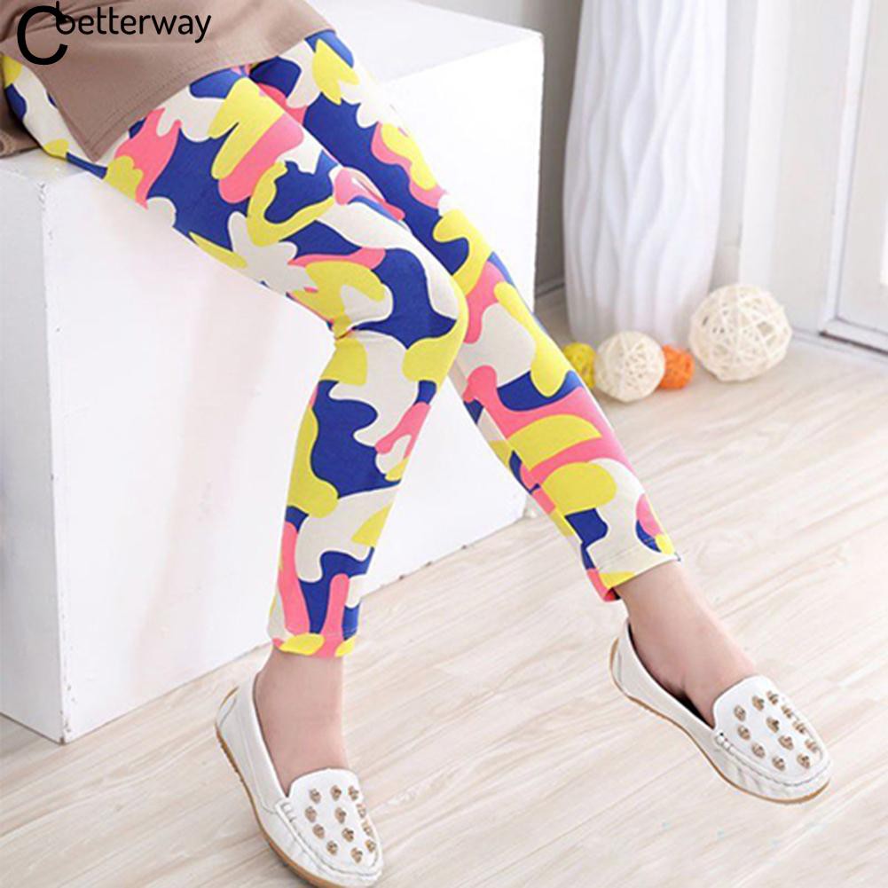 Quần Legging Co Giãn In Hoa Và Ngôi Sao Cho Bé Gái (2-14 Tuổi)