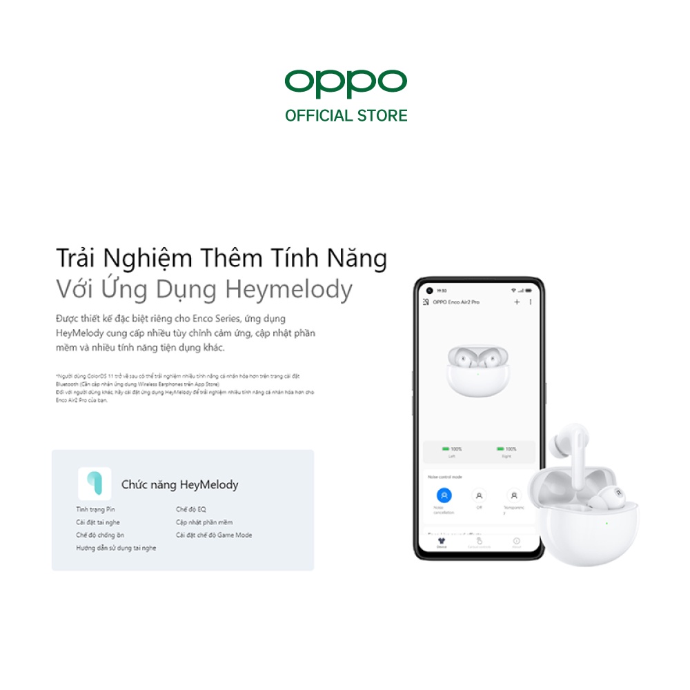 Tai Nghe True Wireless OPPO Enco Air 2 Pro | Hiệu Ứng Âm Thanh Enco Live - Bán kèm Phone