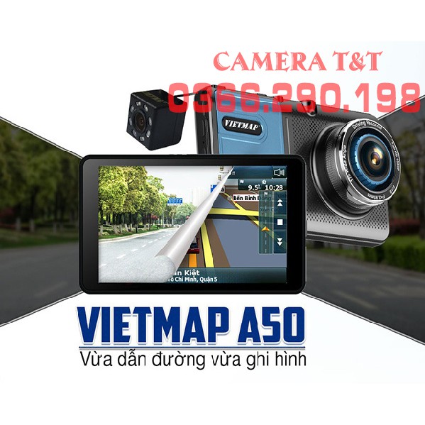 {NHẬP MÃ GIẢM GIÁ 300K} CAMERA HÀNH TRÌNH VIETMAP A50 VỪA DẪN ĐƯỜNG VỪA GHI HÌNH TRƯỚC SAU - TẶNG KÈM THẺ NHỚ 32G