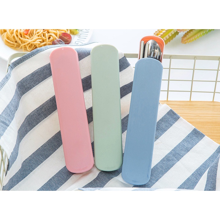 Bộ muỗng đĩa nỉa cá nhân bằng thép không gỉ kèm hộp đựng tiện lợi