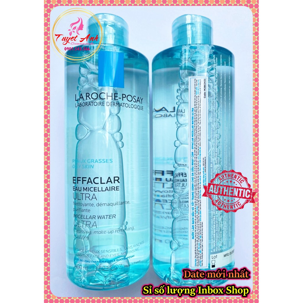 Nước tẩy trang La Roche-Posay Effaclar Micellar Water Ultra Oily Skin 400ml (Chai), sạch sâu &amp; kiểm soát nhờn cho da dầu