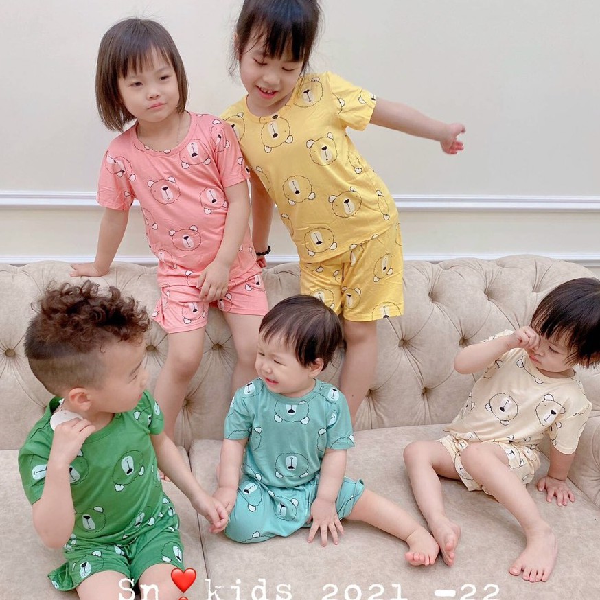 Bộ Minkymom cộc tay thun lạnh Gấu Sun cho bé trai bé gái