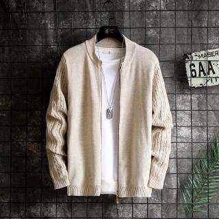 Áo Khoác Cardigan Dài Tay Màu Trơn Phối Khóa Kéo Thời Trang Thu Đông Cho Nam Màu Sắc