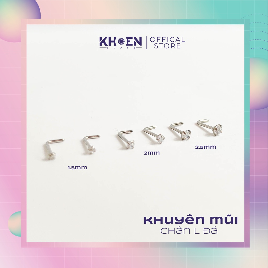 Khuyên mũi chân chữ L đá chấu - Thép không gỉ - Khoen Store