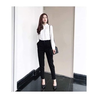 Quần baggy công sở gấu bằng