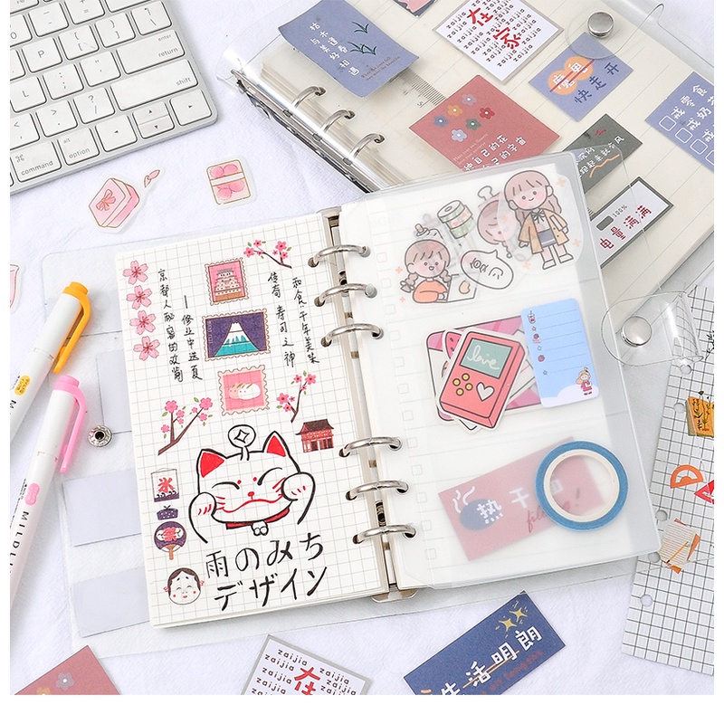 Bìa sổ còng A5 nhựa dẻo bullet journal planner binder sticker