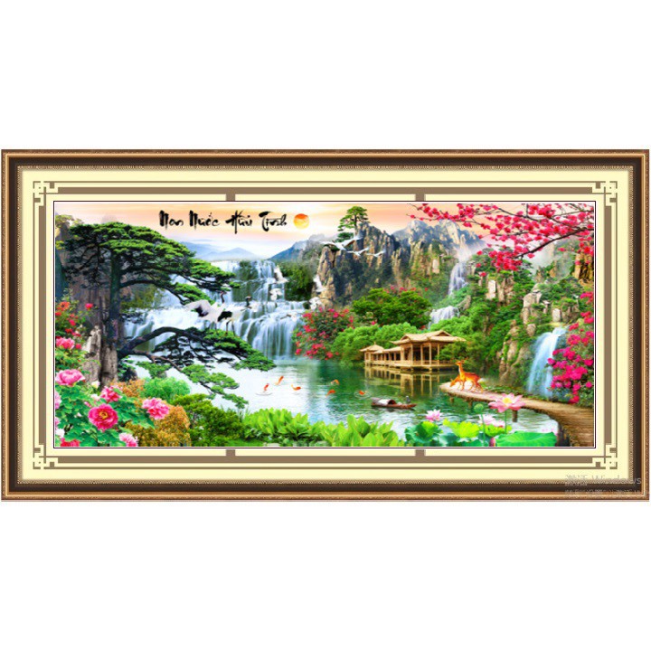Tranh thêu chữ thập Phong Cảnh Non Nước Hữu Tình KT:120x60cm - 160x75cm