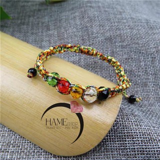 [Siêu Rẻ] Vòng Chỉ Ngũ Sắc Kết Hợp 5 Màu Đá Pha Lê Phong Thuỷ - Giúp Trừ Tà Đem Lại Bình An Cho Bạn