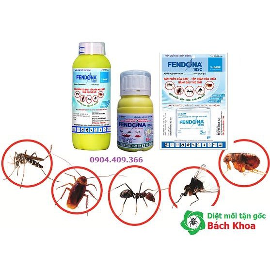HN - Vỉ 4 gói Thuốc muỗi FENDONA 10SC mỗi gói 5mll (có thể diệt ruồi, kiến gián, bọ chét và diệt côn trùng)