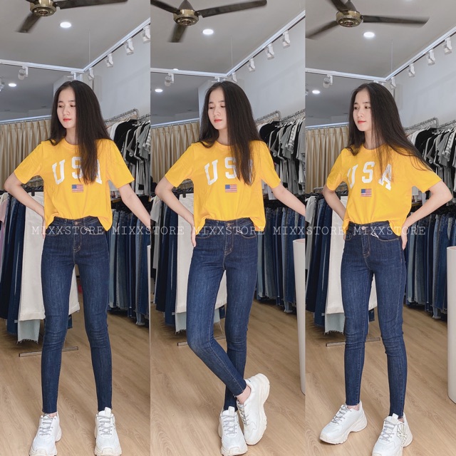 Quần Jean Nữ Skinny Lai Cắt lưng cao tôn dáng co giãn thoải mái phong ôm chuẩn phom dáng 9 tấc phong cách thời trang | BigBuy360 - bigbuy360.vn