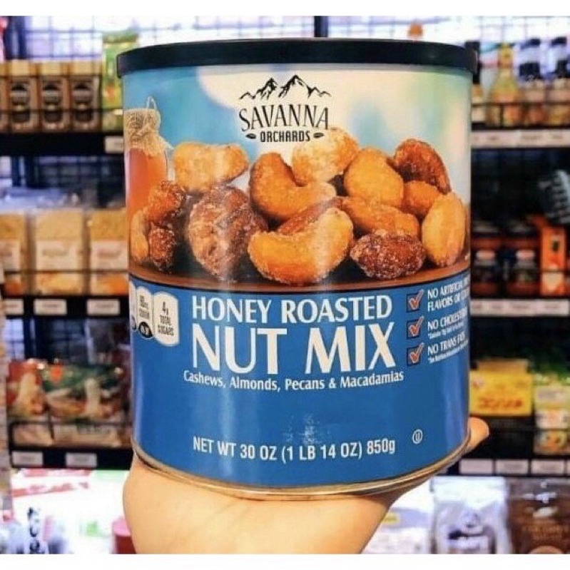 Hạt hỗn hợp tẩm mật ong Savanna Orchards Gourmet Honey Roasted Nut Mix 850g