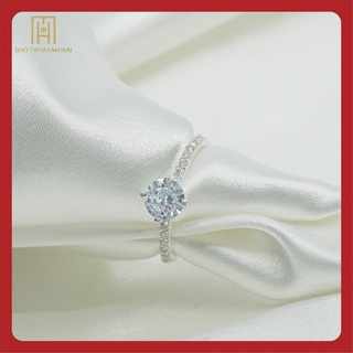 Nhẫn bạc nữ đính đá lớn sang trọng, nữ tính của Bảo Tín Mạnh Hải
