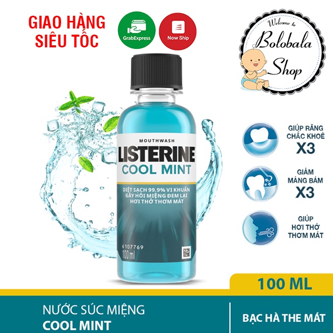 Nước súc miệng giữ hơi thở thơm mát Listerine cool mint 100ml