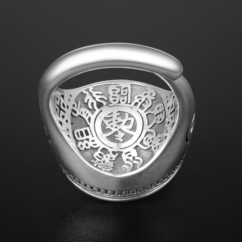 Nhẫn Bạc Khắc Biểu Tượng Âm Dương Phong Cách Vintage