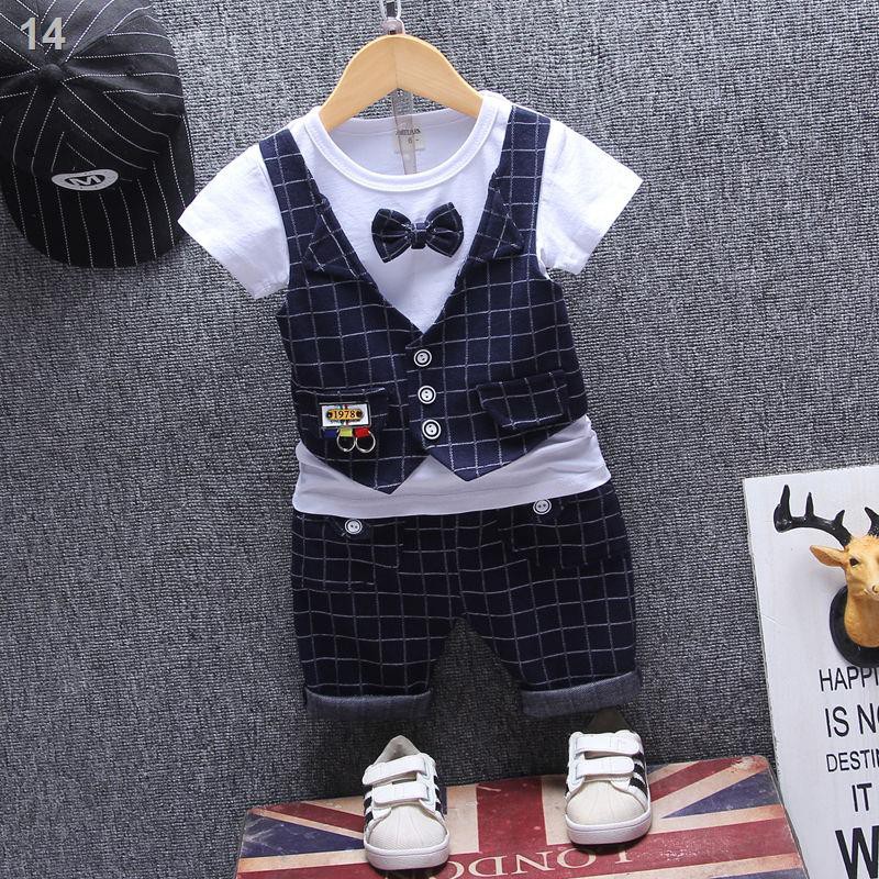 Bộ đồ ngắn tay bé trai mẫu mới mùa hè 2021 01234 trẻ em áo gile hai chiếc sành điệu