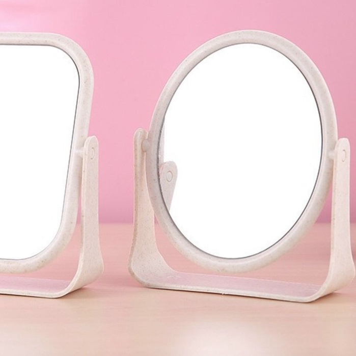(Bán Buôn Sỉ) Gương để bàn trang điểm lúa mạch 2 mặt gương xoay phong cách Hàn Quốc dễ thương T2