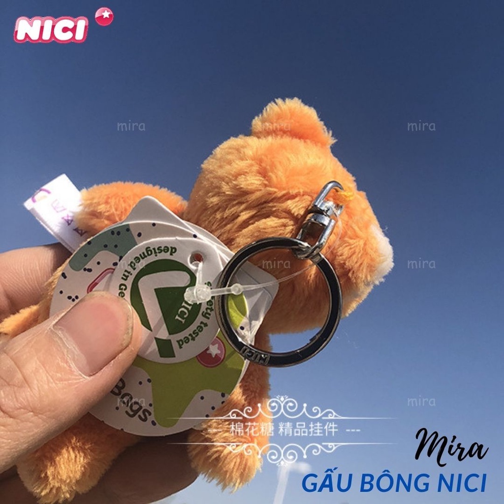 Móc Khóa Gấu Bông NICI Mini - Mèo Đeo Cặp, Treo Balo Thương hiệu NICI Quà Sinh Nhật Cho Nữ 10cm MIRA-GB28018