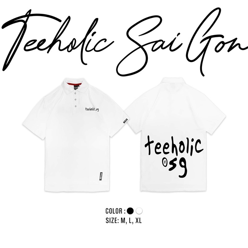 Áo Polo Unisex Nam Nữ TeeHolic Màu Đen Trắng In Logo THS