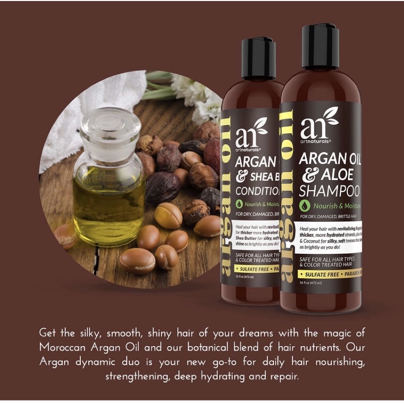Bộ dầu gội + xả artnaturals Moroccan Argan Oil Shampoo and Conditioner 473ml/chai