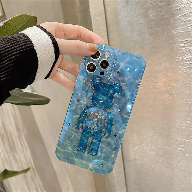 Ốp Điện Thoại Mềm Họa Tiết Gấu Đính Đá Epoxy Cho iPhone 12 13 11 Pro Max X Xs Max Xr