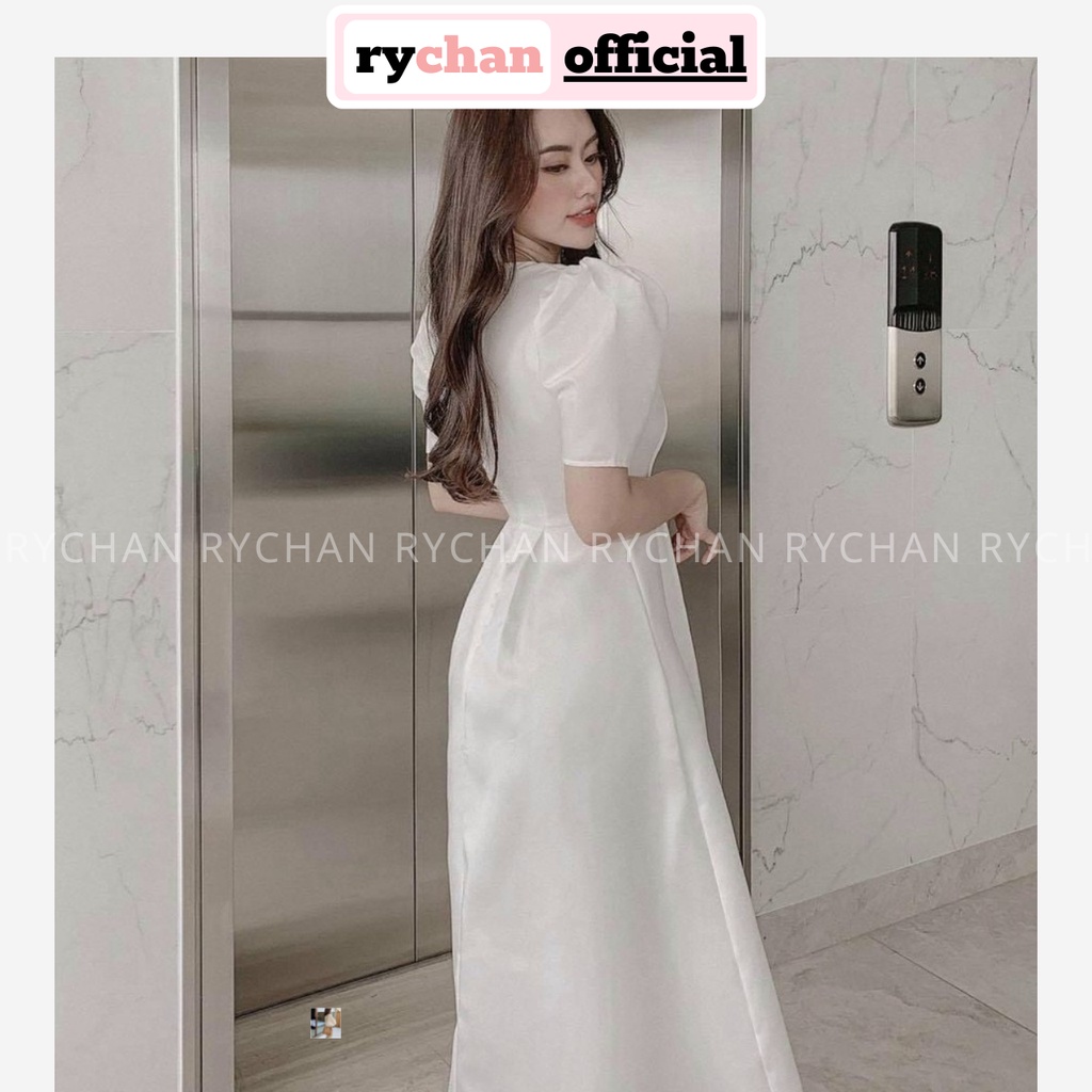 Đầm Xòe Midi Cổ V Đắp Ngực Chiết Eo [Ảnh Thật Cuối] - DX9963