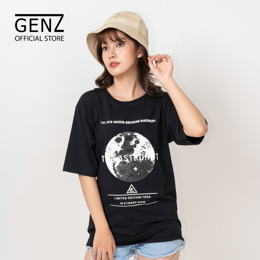 [Mã NOWSHIPT5VUI1 giảm 20k đơn 50k] Áo thun tay lỡ nam nữ GENZ form rộng, full hộp, Hình cầu ĐEN The Astronu , ĐEN - Z26 | BigBuy360 - bigbuy360.vn