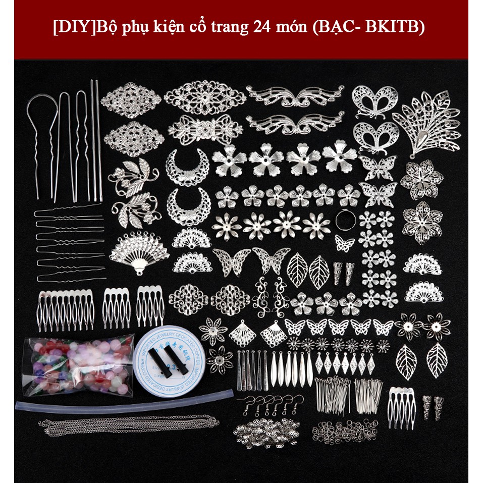 [DIY] Bộ Kit 24 Món Làm Hoa Tai,Trâm Cài Cổ Trang (Có Sẵn)