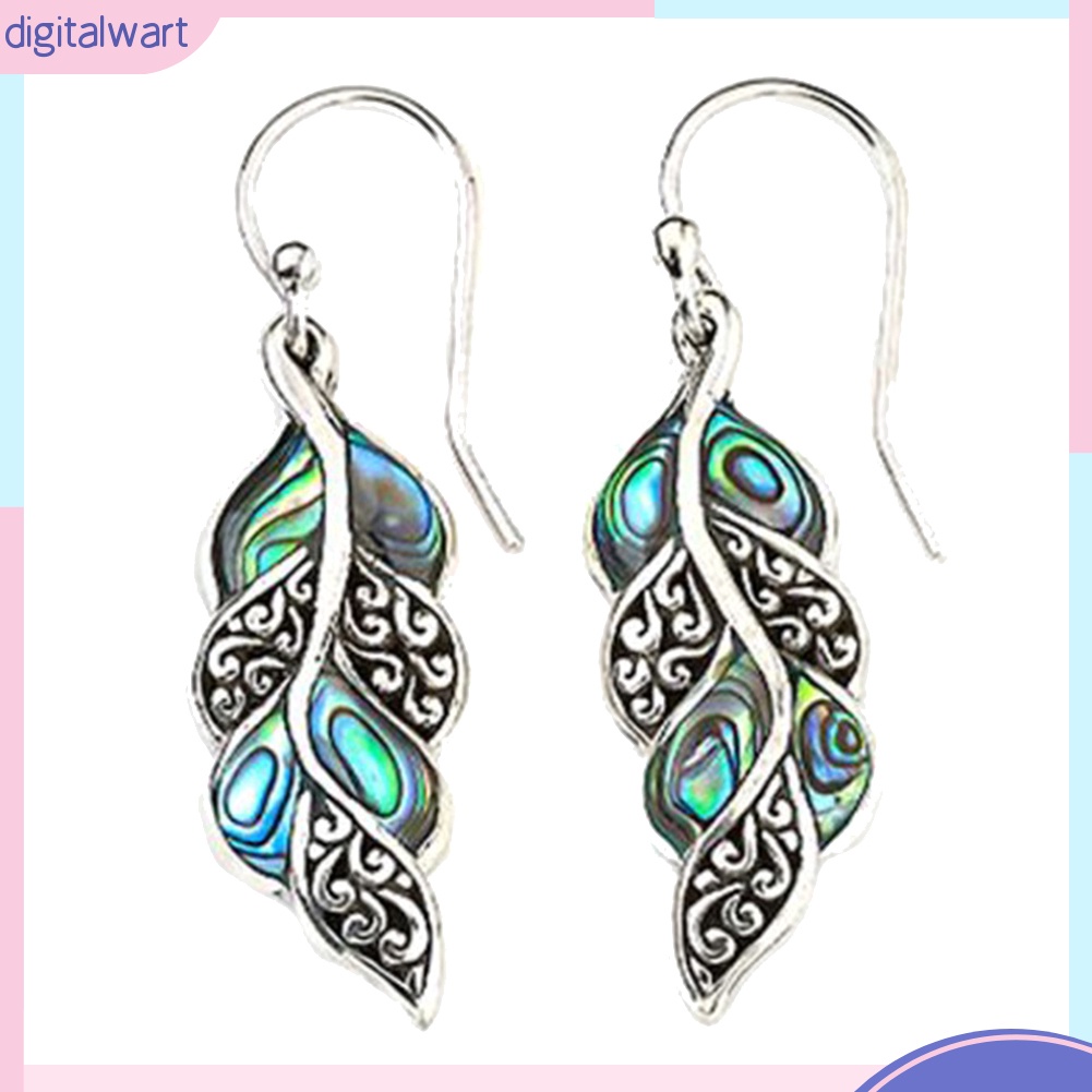 Hoa tai dạng móc thiết kế hình lông công đính đá quý giả sang trọng cho nữ