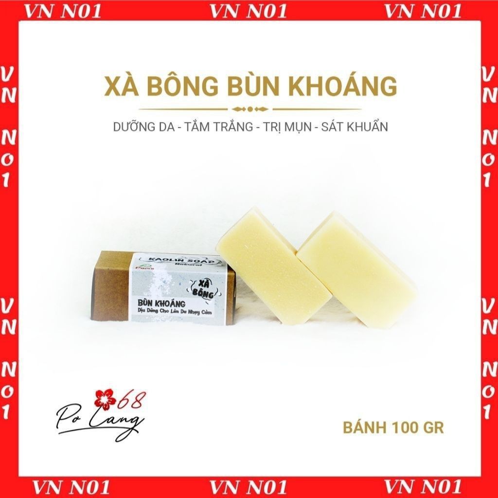 XÀ BÔNG BÙN KHOÁNG PƠ LANG, XÀ PHÒNG AN TOÀN TỪ THIÊN NHIÊN 100gr