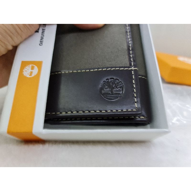 Ví da phối vải nam gập 3 Timberland chính hãng nhập Mỹ