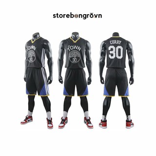 Set Bộ Đồ Áo Quần Bóng Rổ NBA GSW Đen Curry 30