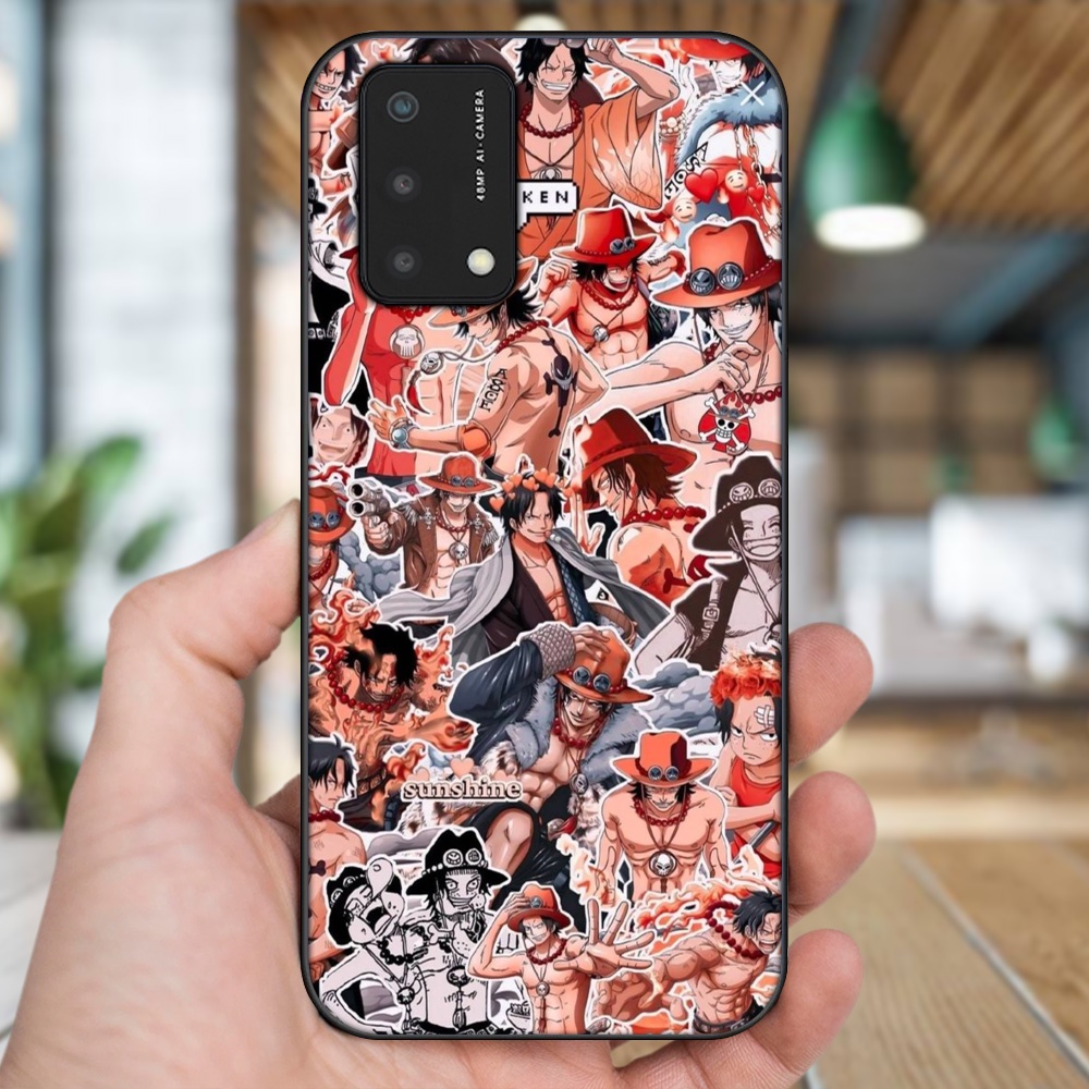 Ốp lưng Oppo A74, A93 5G, A95 viền đen in hình Ace One Piece