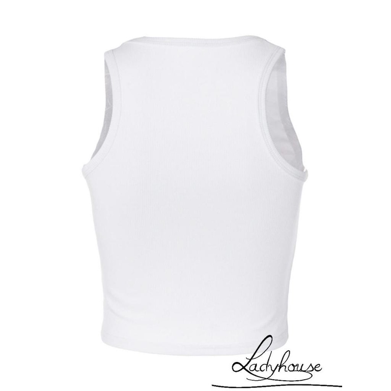 Áo Croptop Sát Nách Cổ Chữ U Đính Đá Màu Trắng / Đen Cho Nữ