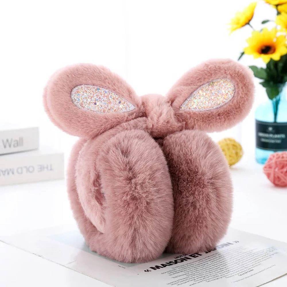 Chụp Tai Giữ Ấm Chống Nhăn Hình Tai Thỏ Đính Kim Sa Lấp Lánh Thời Trang Cho Nam Và Nữ