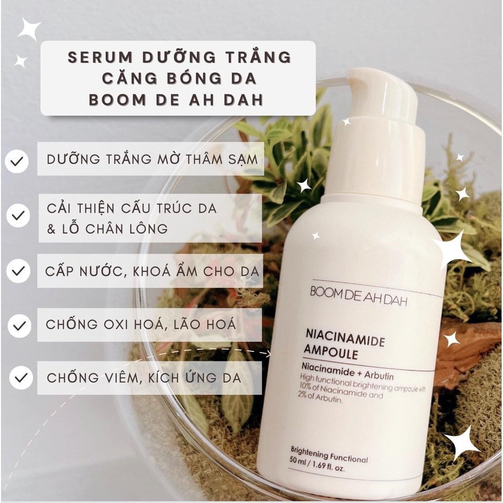 Serum tinh chất Dưỡng Trắng Căng Bóng Da Boom De Ah Dah Niacinamide 10% + Arbutin 2% Ampoule 50ml