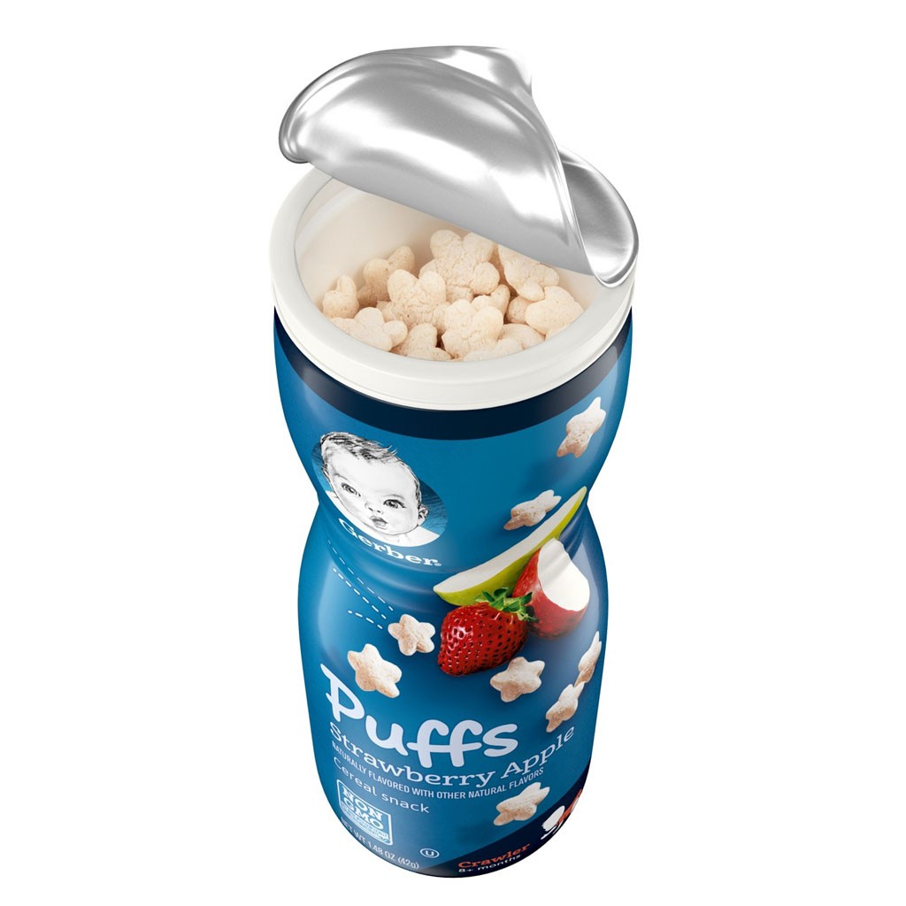 [CHÍNH HÃNG] Bánh Ăn Dặm Gerber Puffs Strawberry Apple (Hương Dâu Táo) Hộp 42g